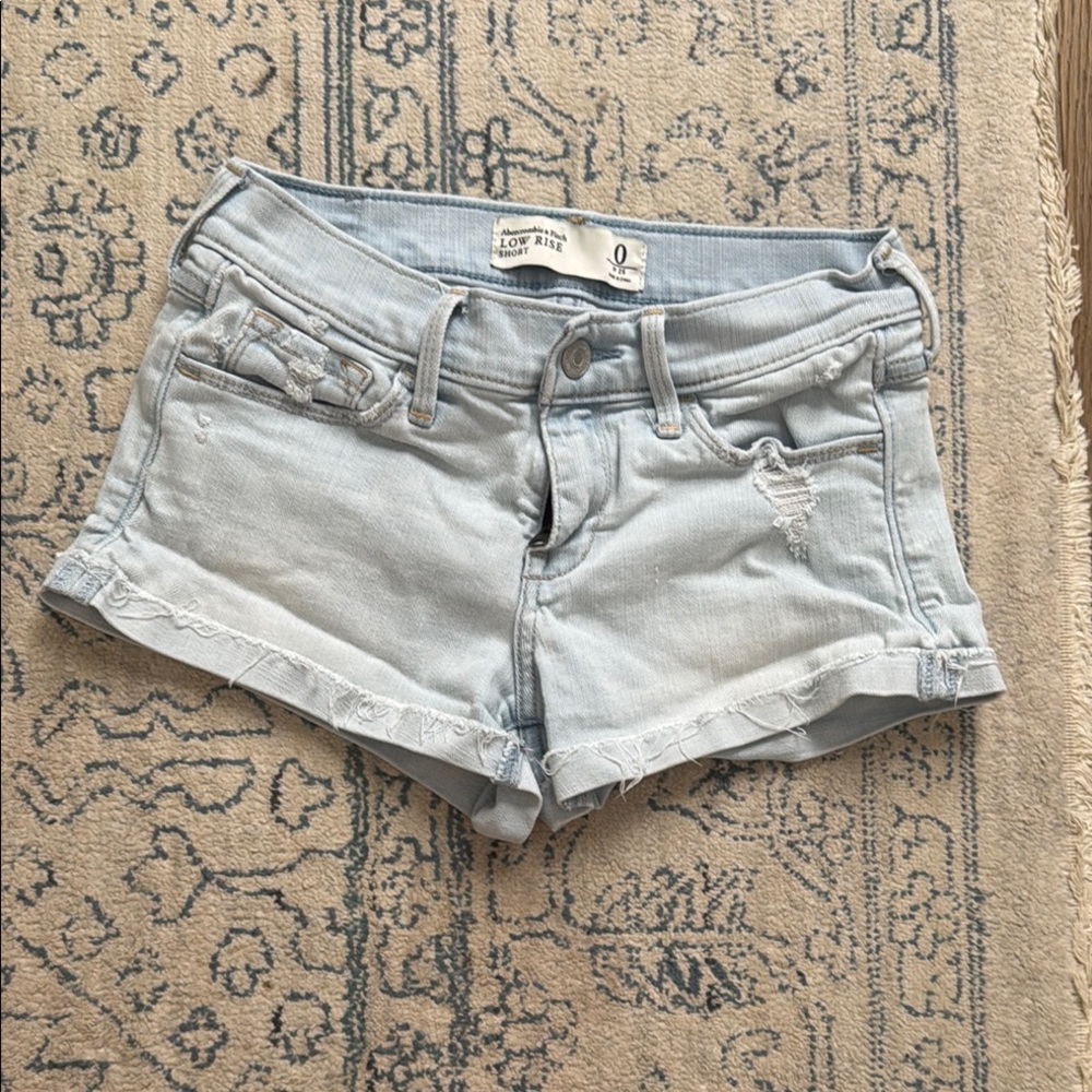 Abercrombie & Fitch Low Rise Blue Jean Shorts Cuffed Hem W 25/ 0